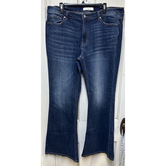Kancan Flare Jeans Dark Sandblast Wash Distressed Size 3XL 38x31 - Picture 1 of 5